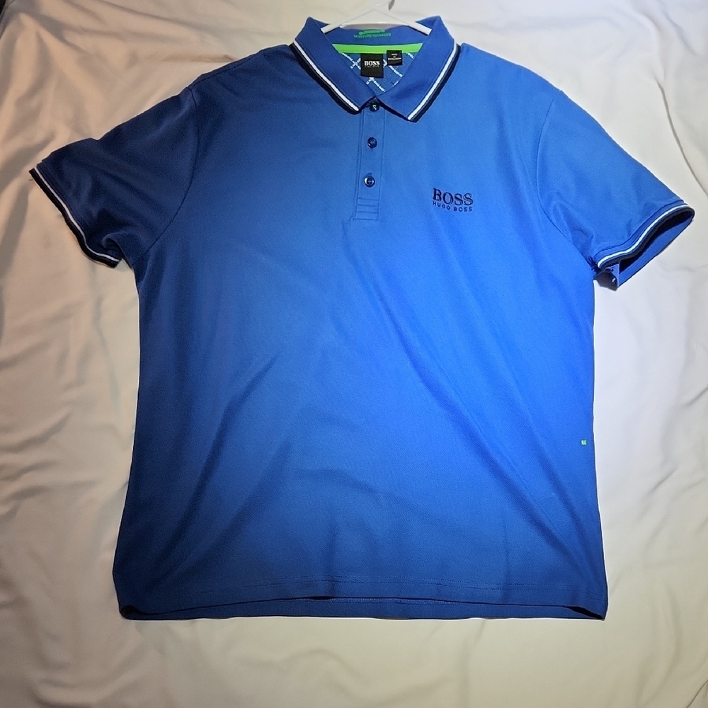 Boss Blue Polo with Elegant Trim